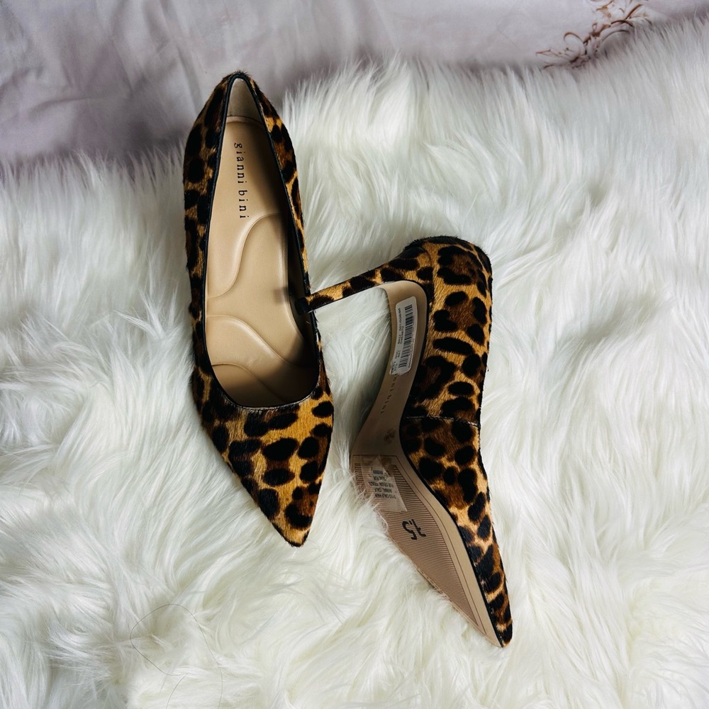 Gianni Bini Leopard Print Pointed Toe Pumps - Brown/Black - Picture 4 of 16